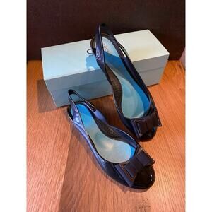 Oka B Carrie Sling Back Jelly Flat with Bow Accent, Black, Women’s US Size 9